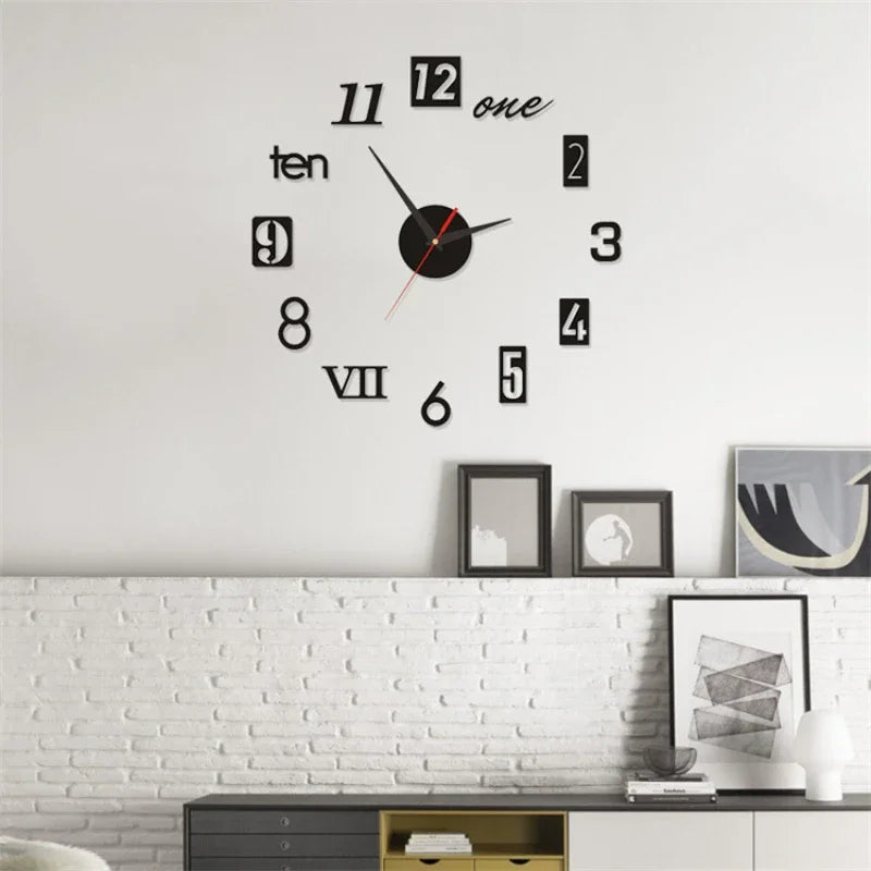 DIY Modern Design Large Wall Clock Fashion Decorative Living Room Wall Clock Home Decoration Clocks Decor Decoration for Bedroom