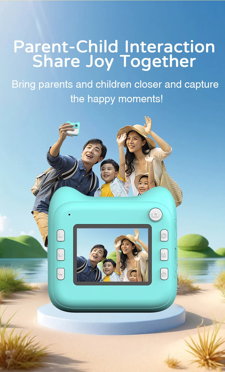 Kids Photo Camera Printer Mini Thermal Print Camera Children Digital Video Camera Toy Gifts for 4-12 Years Kids Girls Boys