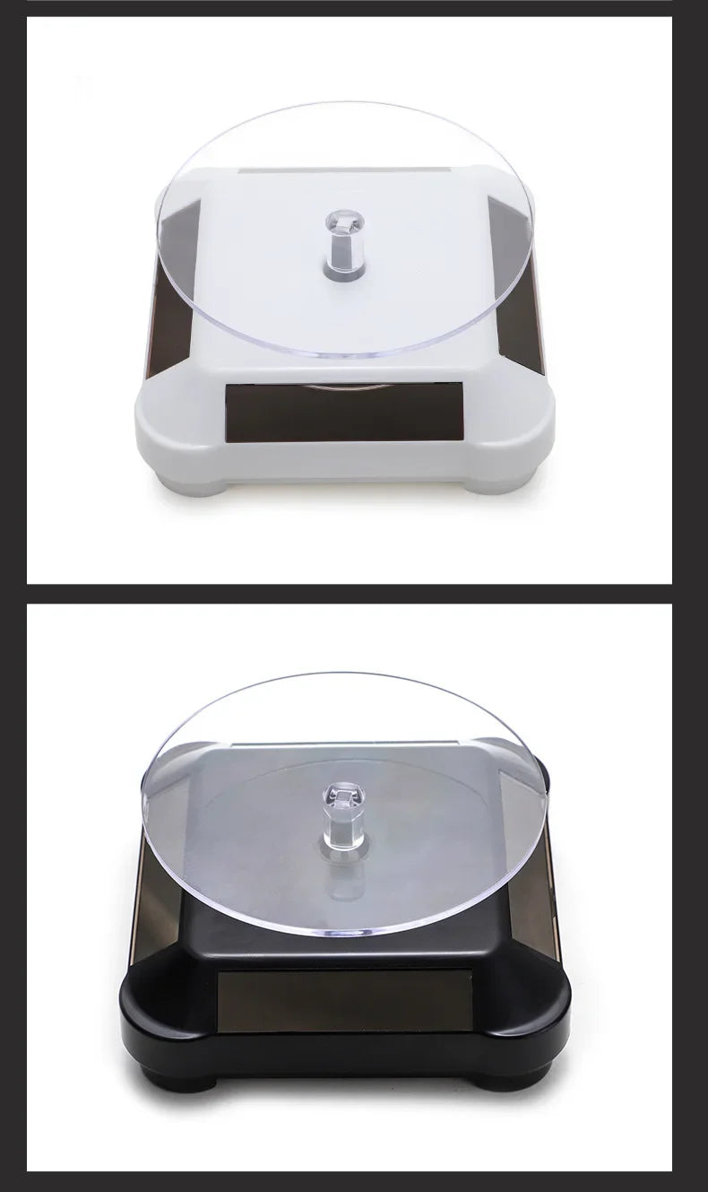 Solar Showcase 360 Automatic Rotating Turntable Jewelry Organizer Jade Ware Necklace Bracelet Watch Phone Display Stand
