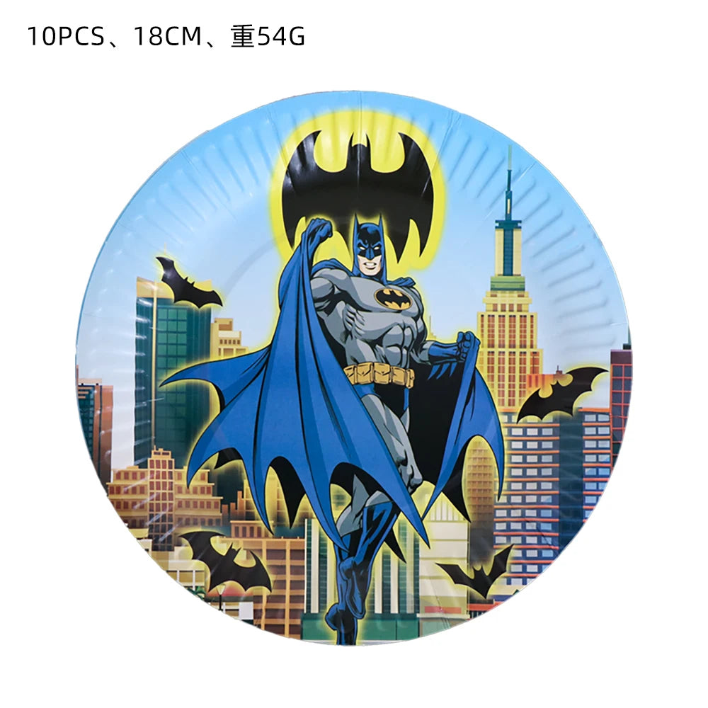 Party Tableware The Dark Hero Cartoon Boys Balloons Birthday Party Decoration Plate Cup Napkins Balloons Baby Shower Supplies