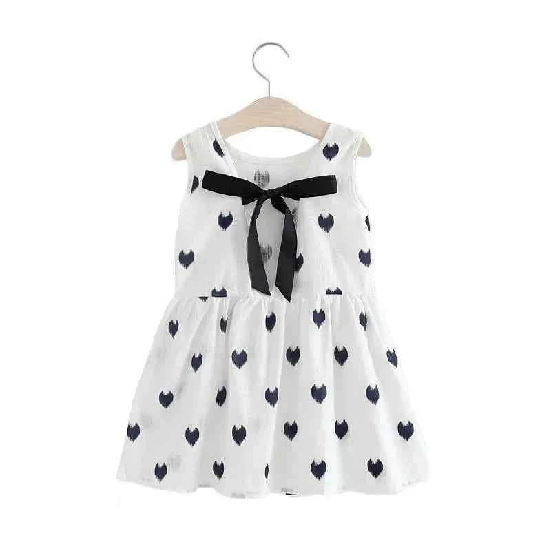 New Baby Girls Sleeveless Flower Print Dresses Clothes Bowknot Kid Summer Princess Dress Children Party Ball Pageant Outfit