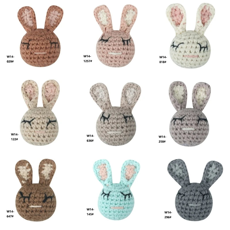 Crochet Animal Baby Pacifier Clip Accessories Handmade Knitted Bunny Teether Beads Newborn Nipple Clip Dummy Soother Holder Toy