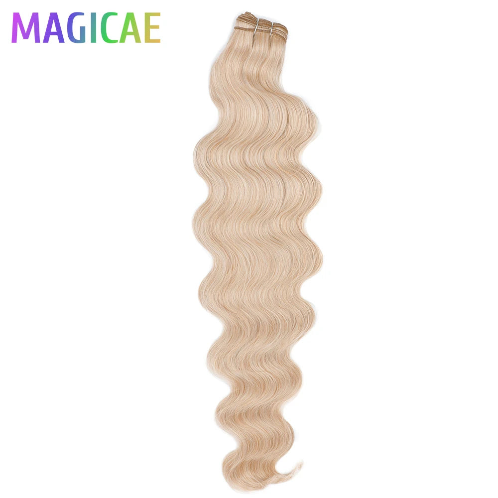 Magicae 30Inches 200G Piano Blonde SP12/16/613 Ombre Brown 6# Body Wave Bundles High Temperature Synthetic Hair Extensions