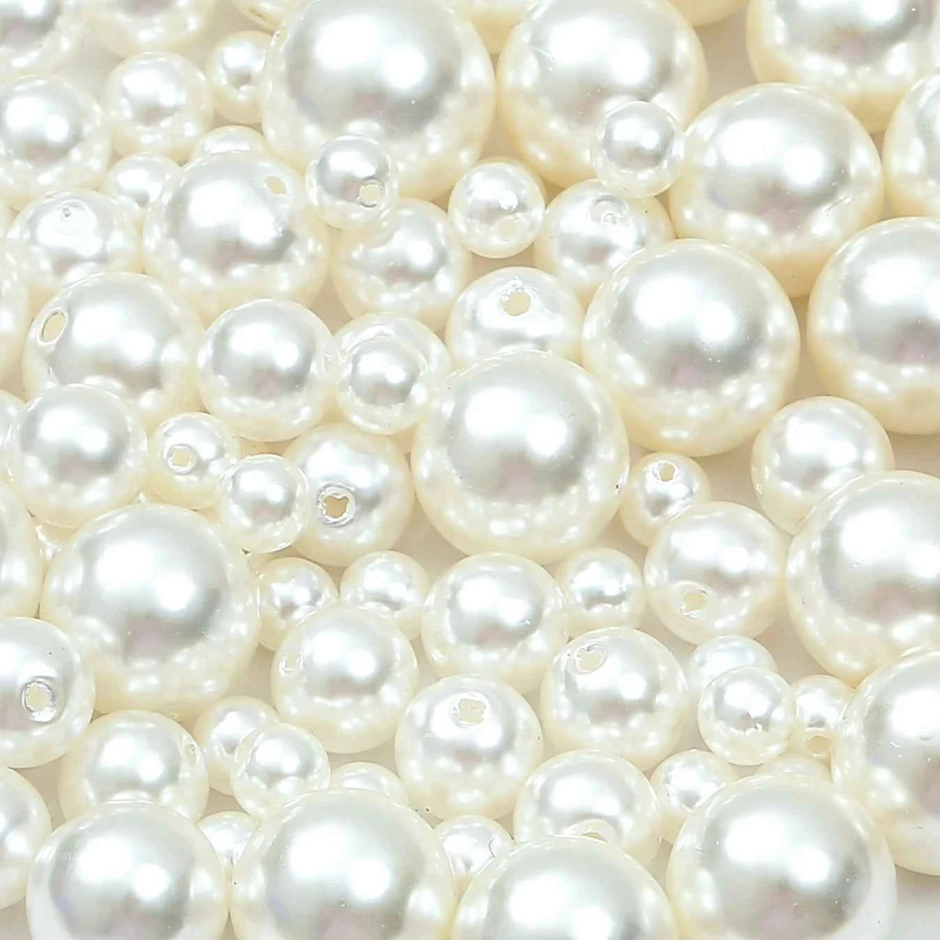 3-20mm 10-1000pcs straight hole ABS imitation pearl beige white bracelet with round beads for DIY craft jewelry making products