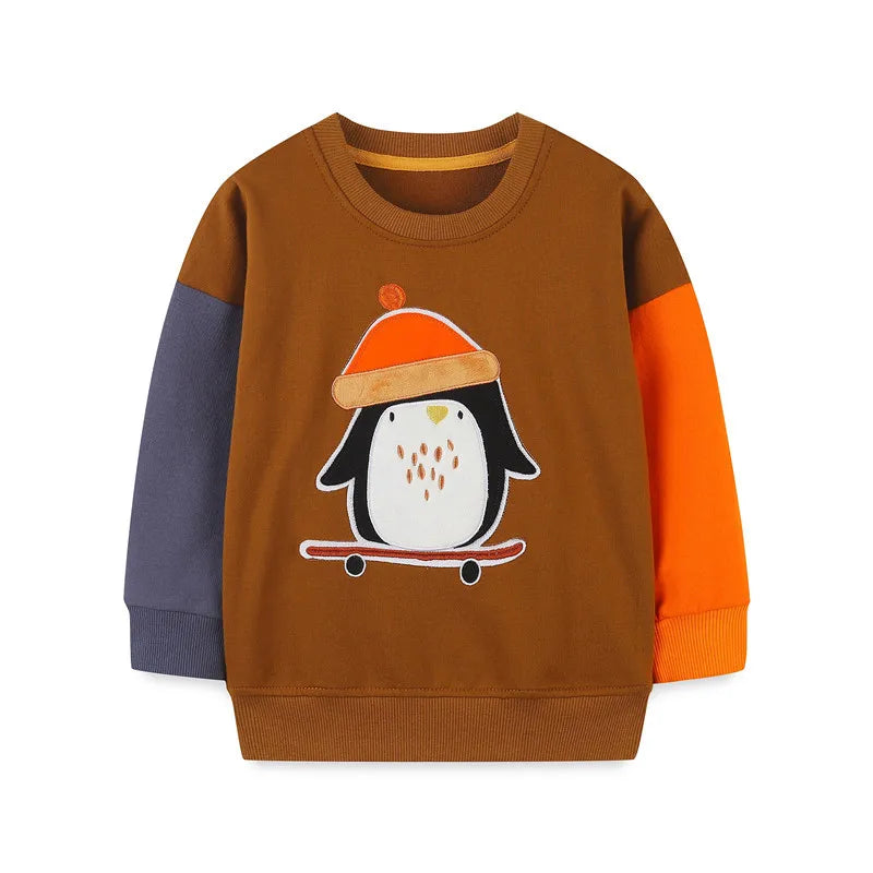 Jumping Meters Autumn Spring Children's Sweatshirts With Animals Print Hot Selling Sport Kids Fashion Shirts Tops