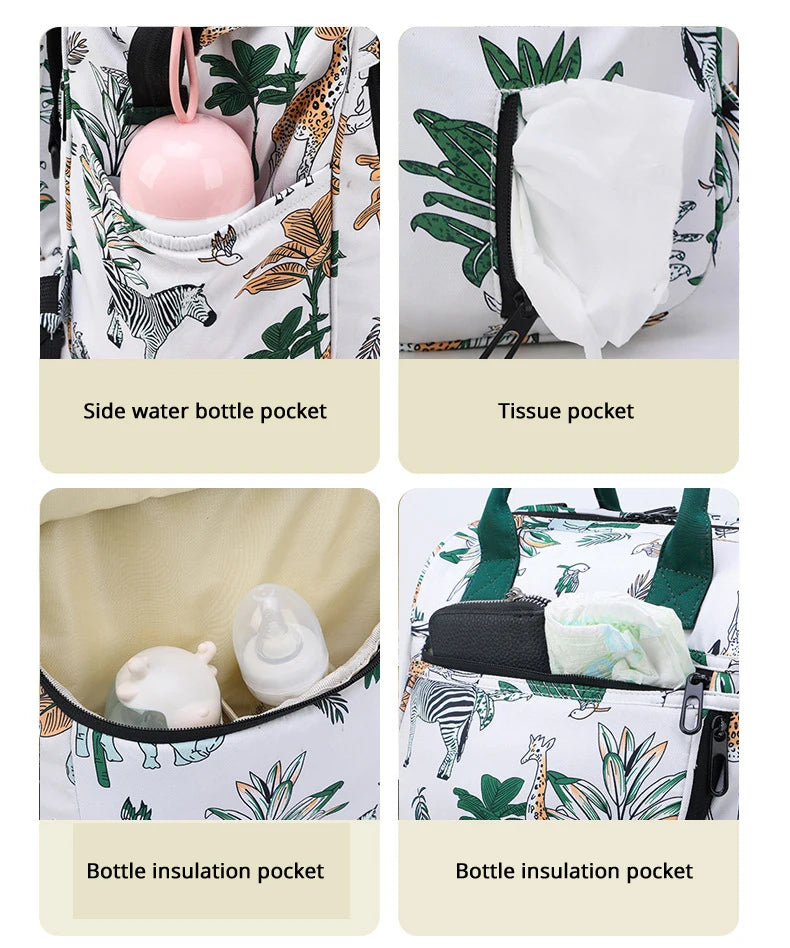 IYEAL Fashion Baby Nappy Bag Cute Animal Pattern Mommy Bag Multi Functional Large Capacity Diaper Bags for Babies Nursing Bags