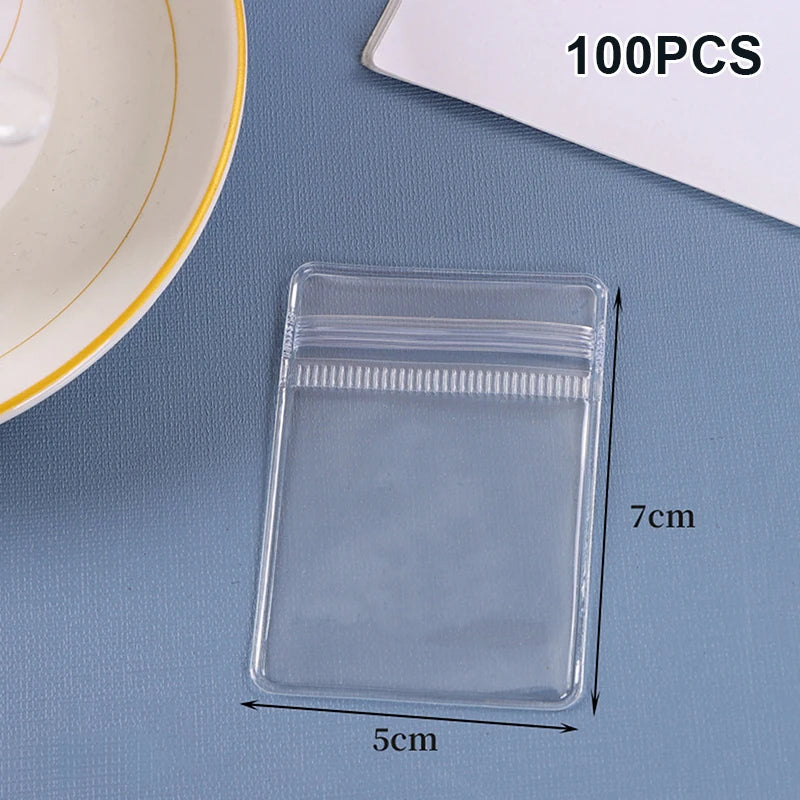 (ZYDD01) 100pcs Jewelry Organizer Pouch Bags Mini Transparent PVC Anti-Oxidation Earring Pendant Necklace Bracelet Storage Bags