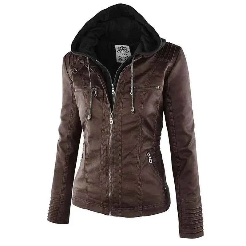 Gothic Faux Leather Jacket Women Coat 2025 Hoodies Winter Autumn Motorcycle Jacket Black Outerwear Leather PU Basic Jacket Coat