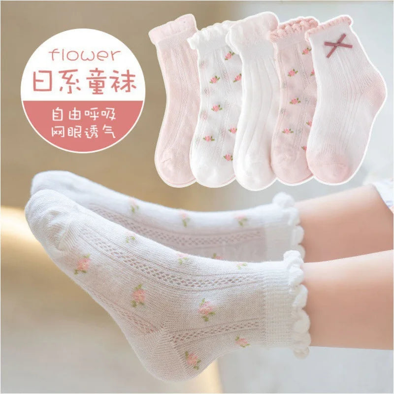 5 Pairs/ Lot Pure Colour Soft Breathable Cotton Kids School Socks Girls Boys Casual Grey Black White Sports Children's Socks