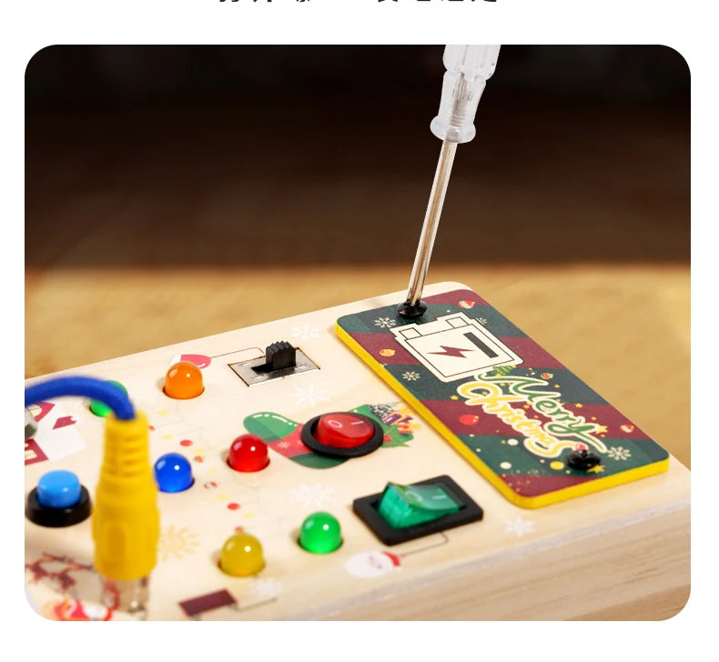 Kids Early Education Toys Electronic Led Light Baby Wooden Sensory Busy Board Montessori  For Toddler Christmas Gifts