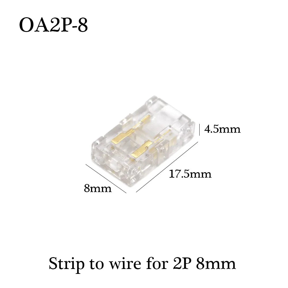 COB Strip to Wire LED Connectors 5 8 10mm Connection Solderless Extension For CCT FCOB RGB LED Strip Lights 2 3 4 Pin Connector