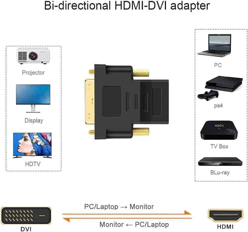 DVI to HDMI adapter Bi-Directional HDMI to DVI Cable adapter Coupler DVI to HDMI cable Converter  for Monitor HDTV PC PS4 Xbox