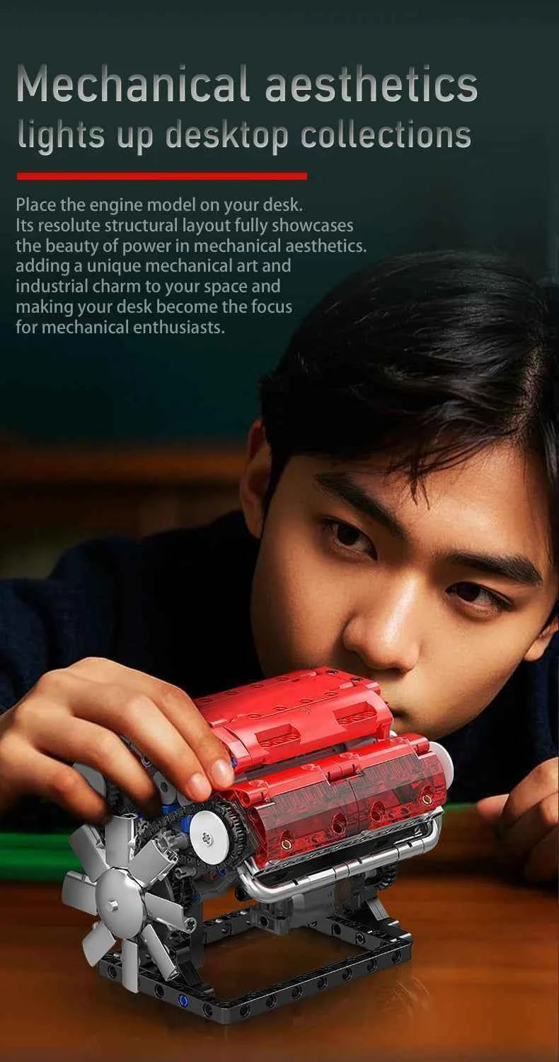 Mould King 10088 The V8 Engine Building Block Assembly Technical Car Brick Set Educational Car Engine Toys Kids Christmas Gift