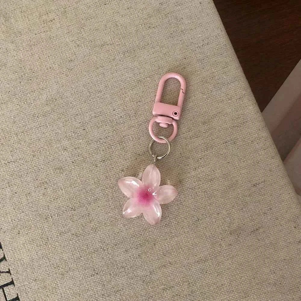 Sweet Colorful Jelly Flower Key Chain Color DIY Flower Cute Keychains Pendant Student Girls Resin Bag Pendant Keyring Jewelry