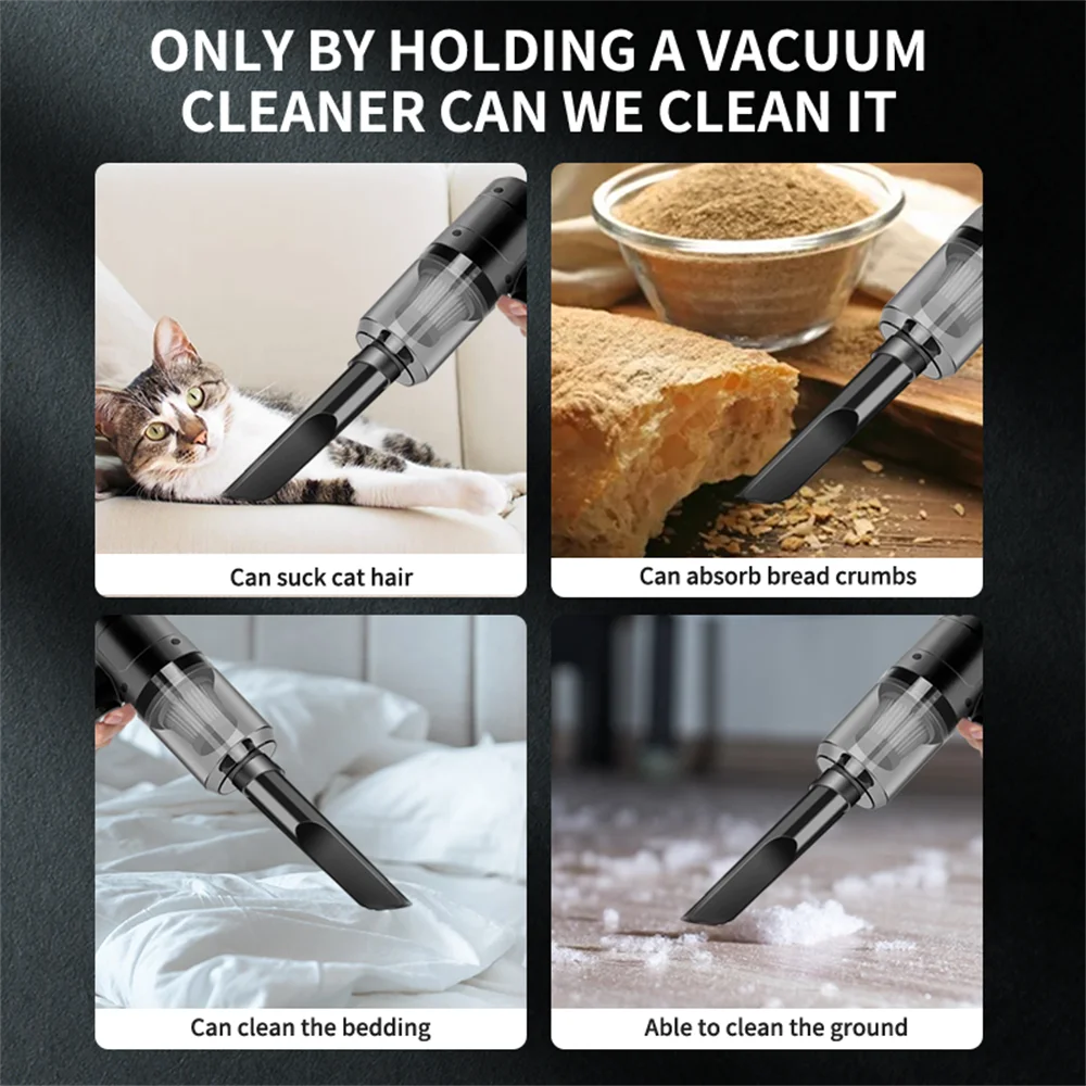Handheld Vacuum Cordless High Power 15000PA Compressed Air Dust Collector Mini Portable Car Vacuum Cleaner Hairdryer