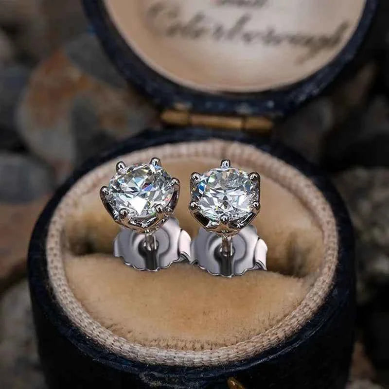 JoyceJelly 1/2/4CT VVS D Color Moissanite Russian Cut 8H8A Lab Diamond Stud Earrings For Women S925 Sterling Silver Fine Jewelry