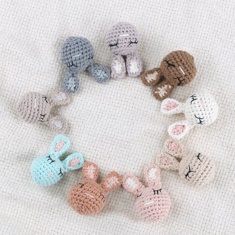 Crochet Animal Baby Pacifier Clip Accessories Handmade Knitted Bunny Teether Beads Newborn Nipple Clip Dummy Soother Holder Toy
