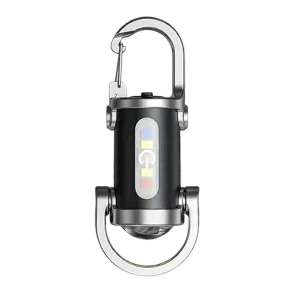 COB LED Keychain Flashlight Multifunctional Pocket Flashlight USB Rechargeable Portable Keychain Torch for Camping Hiking