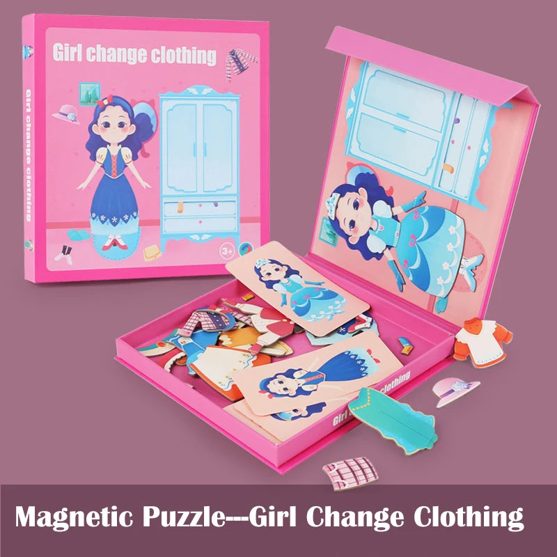 Magnetic Puzzles, Car Airplane Road Travel Activities Games For Children, Change Clothing, Change Face,Traffic Ocean Puzzles