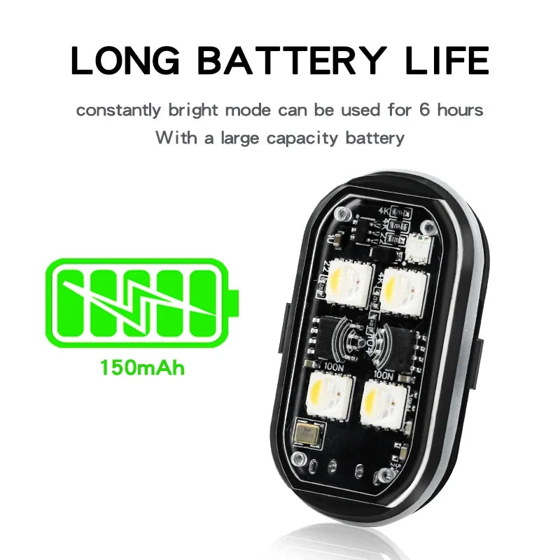 Wireless Light Aircraft Airplane Helicopter Warning Lights RGB Led Strobe lights Motorcycle Lights LED Flash with USB Charging