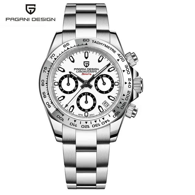 PAGANI DESIGN New Stainless Steel Bezel Men Quartz wristwatches Luxury Sapphire Glass Chronograph VK63 Watch Men reloj hombre