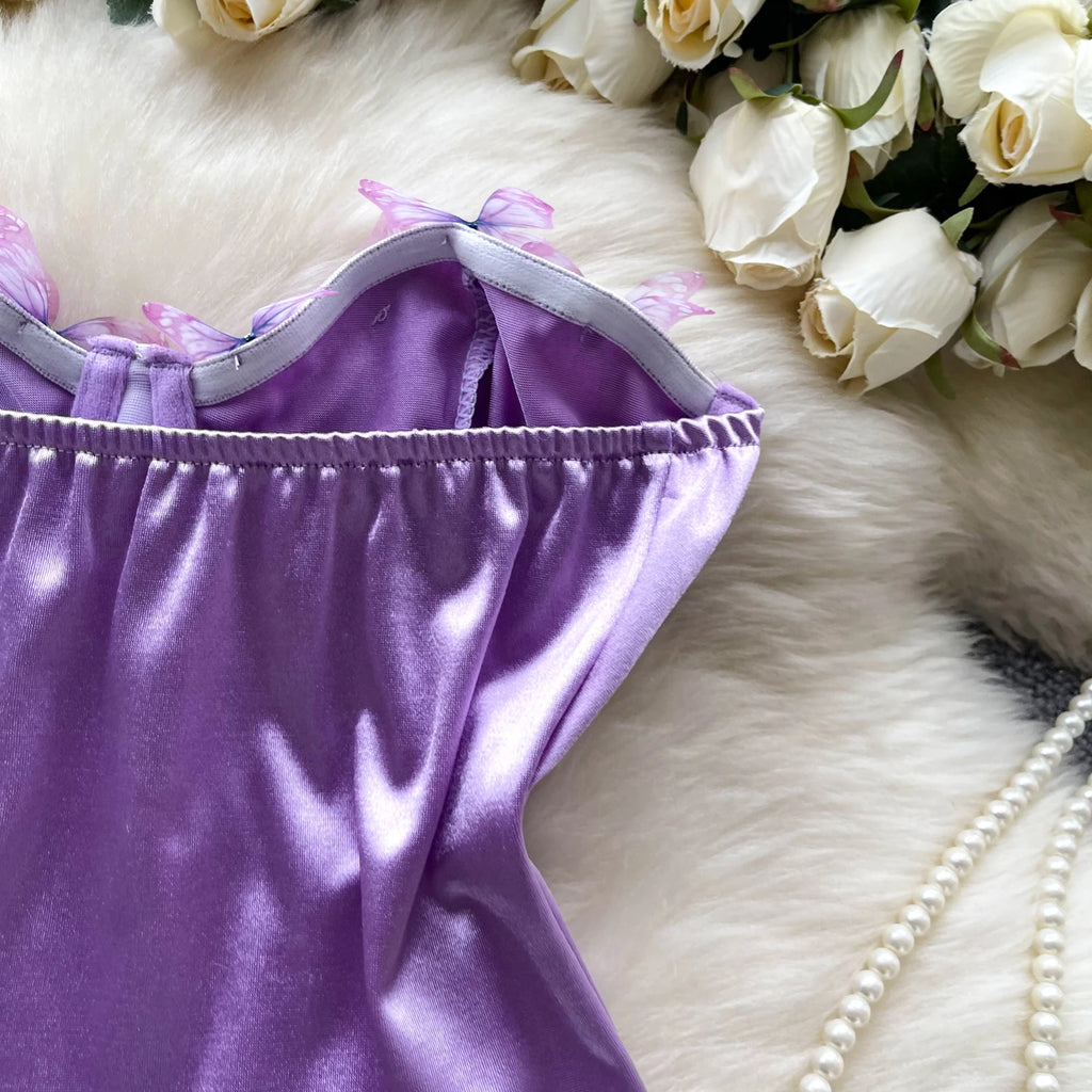 SINGREINY 3D Butterfly Satin Sexy Top European Sleeveless Fishbone Corset 2024 Female Senior Streetwear Hotsweet Strapless