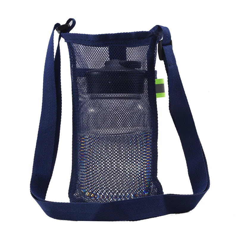 Portable Sport Water Bottle Cover Mesh Cup Sleeve Pouch With Strap Mobile Phone Bag Visible Bag Outdoor Camping Accessories