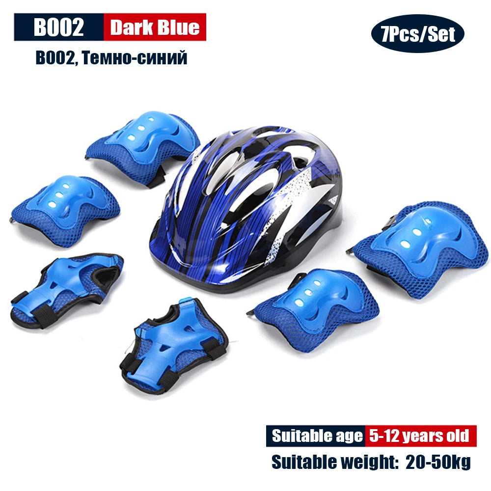 Kids Adjustable Helmet Protective Gear Set Sports Knee Elbow Wrist Pads for Children Boys Girls Bike Skateboard Scooter Roller