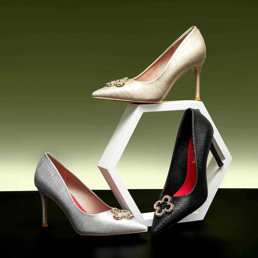 Fashion Classic Luxury Design Women's New High Heels Business Party Basic Metal Decorative High Heels