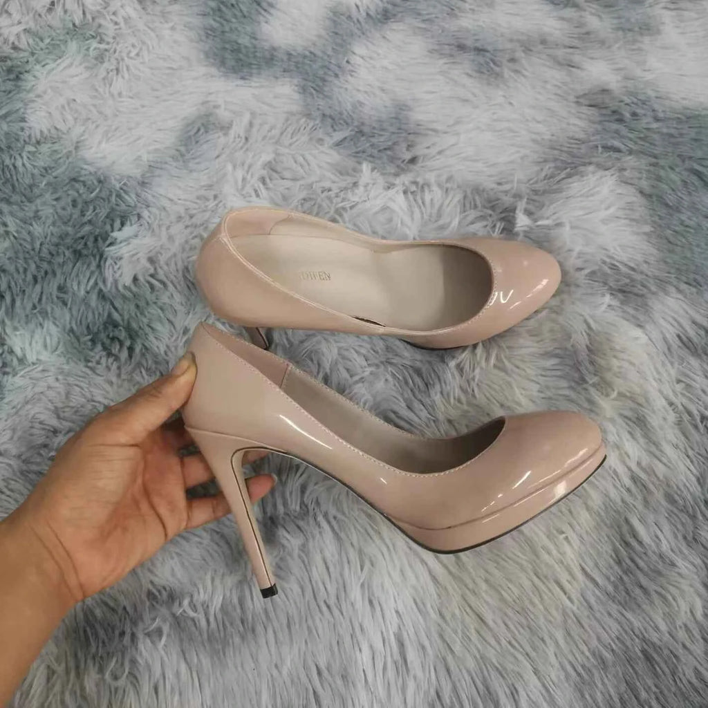 New 2026 Women Stilettos Platfrom Pumps Sexy 11cm Round Toe High Heels Shallow Elegant Lady Office Party Wedding Shoes Big Size