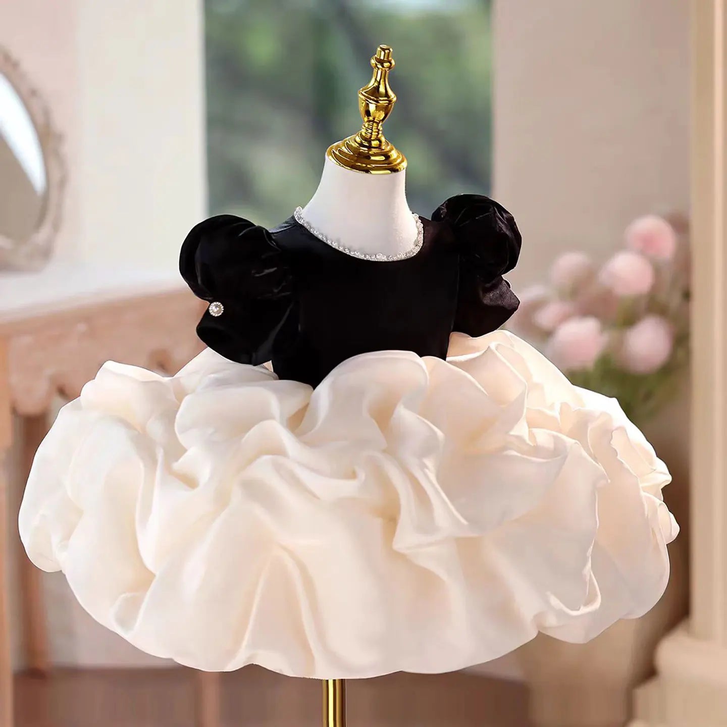 Jill Wish J560 Elegant White Flower Girl Dresses Knee Length with Hairband for Children Wedding Birthday Party Pageant Ball Gown