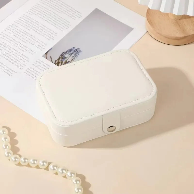 Elegant Jewelry Organizer Compact Travel Case for Earrings Rings Necklace Double Layer Storage
