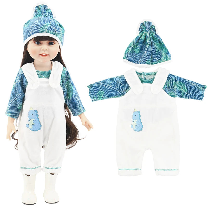 18 Inch Baby Doll Winter Clothes Set Crochet Sweater Scarf Hat Gloves New Year Apparel for 43 Cm Girl Dolls