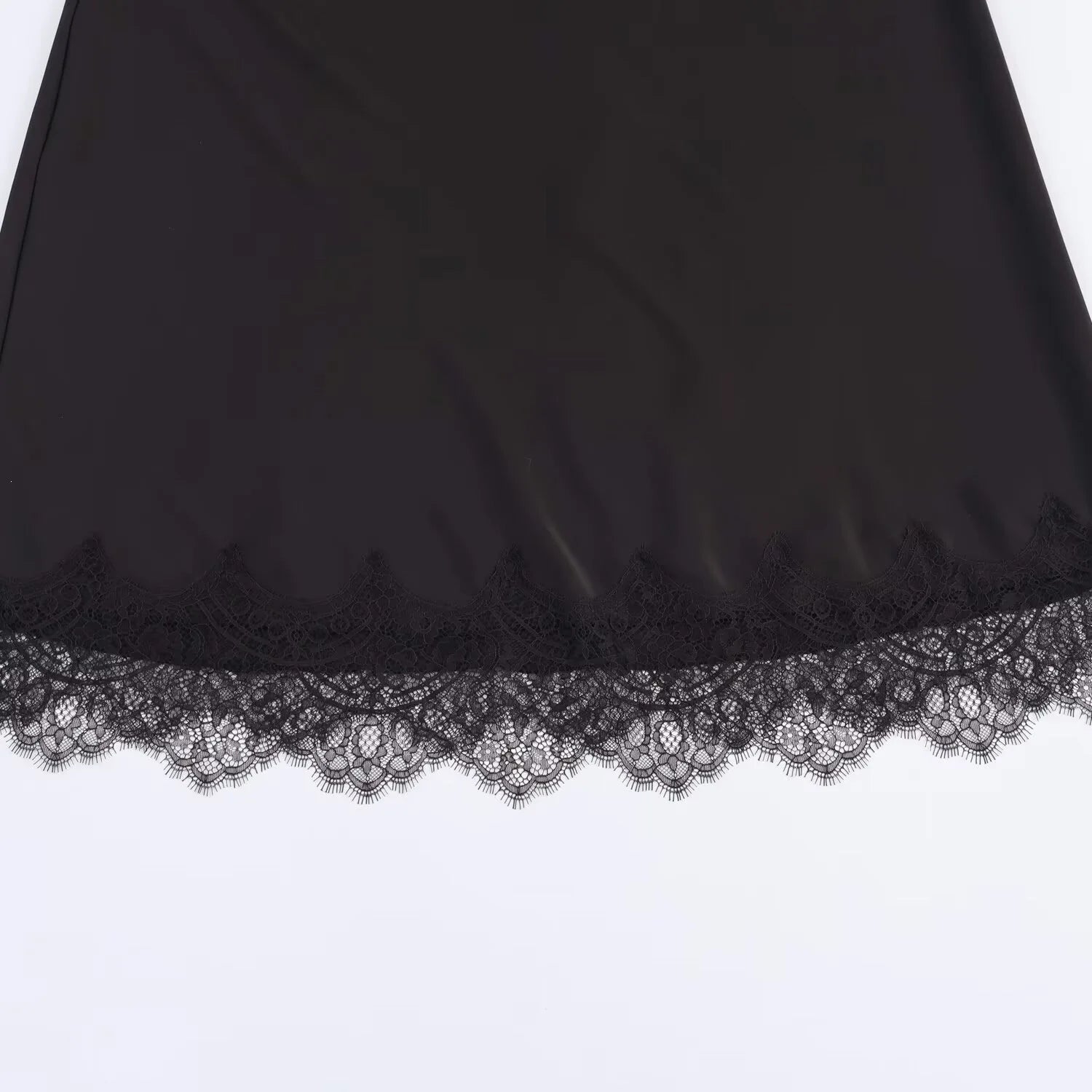 SAW Independent Station Sexy Lace Patchwork Satin Feel Mini Skirt Autumn Fashion Trendy Polyester Fiber Long A-Line Skirt