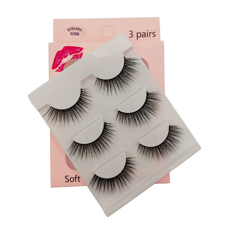 SHIDISHANGPIN 3 pairs 27 styles 3D Faux Mink Hair Soft False Eyelashes Fluffy Wispy Thick Fake Lash Handmade Eyelash Eye Makeup