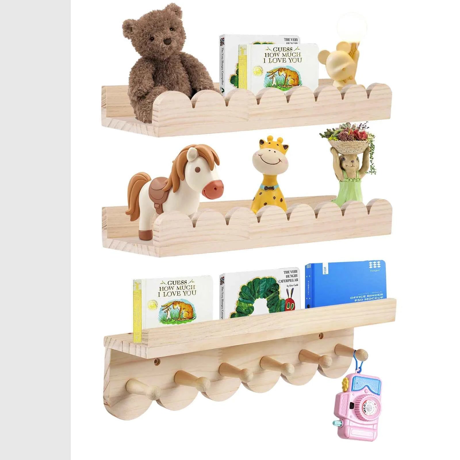 3pcs Children's Bookcases Bookshelf 40cm Wall Shelves Hanging Floating Montessori Shelf for Kid's Books Toys