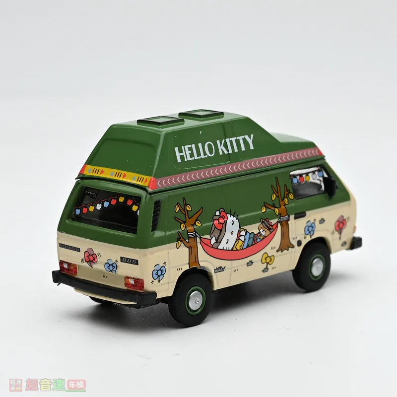TW 1:64 Volkswagen T3 Van Camping - A realistic static alloy car model, a gift for boys and a collectible display item.