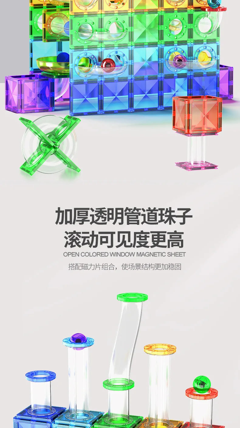 Magnetic Sheet Building Blocks Set Diamond Surface Color Window Educational Assembly Bricks Kid Concentration Training Toy Gift