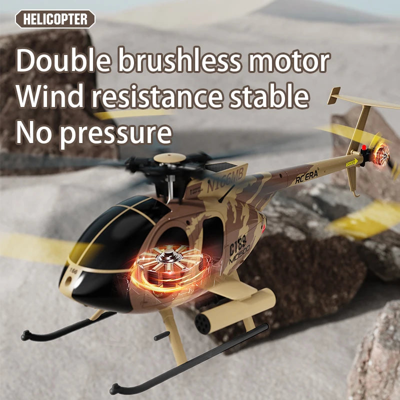 MD500 RC Helicopter 1:28 C189 Brushless Dual-motor Remote Control Model 6-Axis Gyro Aircraft Multifunctional Flying Machine Toy