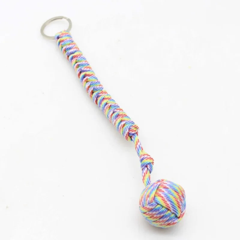Emergency Escape Parachute Rope Woven Steel Ball Self-defense Ball Hand Woven Multifunctional Parachute Rope Woven Keychain
