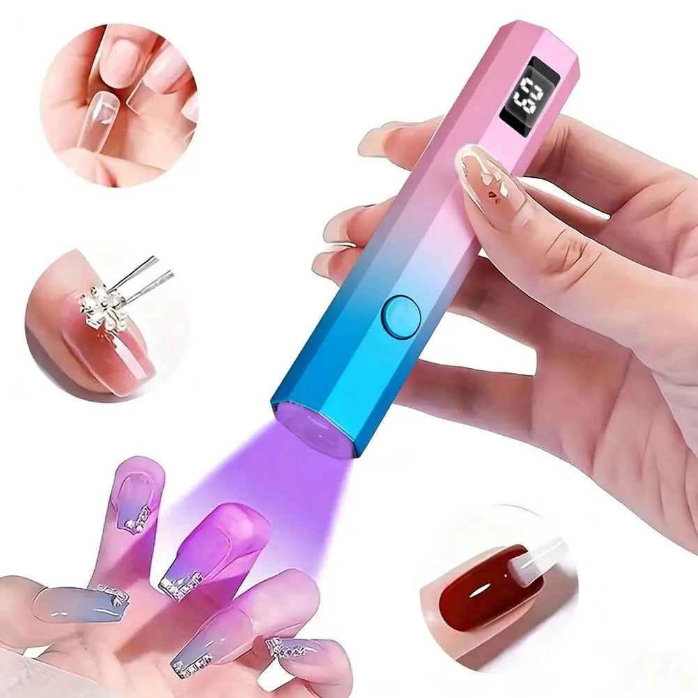 Portable Mini UV Light for Gel Nails, Handheld Cordless UV Nail Lamp with LCD Display,Rechargeable for Gel Polish Home DIY Salon