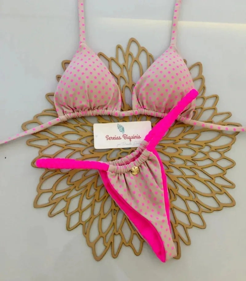 Print Sexy Bikini Sets Halter Lace-up Tops Thongs Beach Style Bathing Suit Y2k Swimsuits Women Beachwear Купальник Женский
