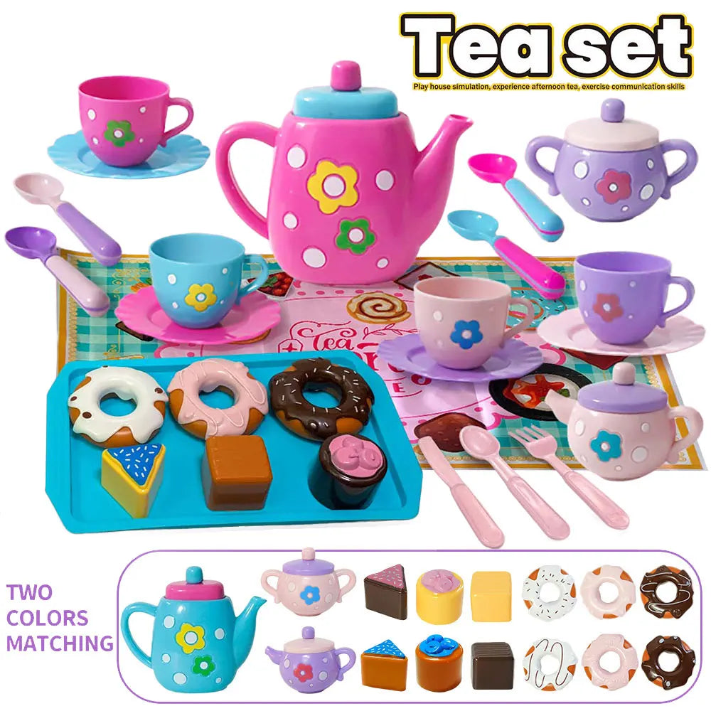 Tea set for girls, tea party set, tea set for kids including kettle, cookies, food for kids, gifts for boys and girls