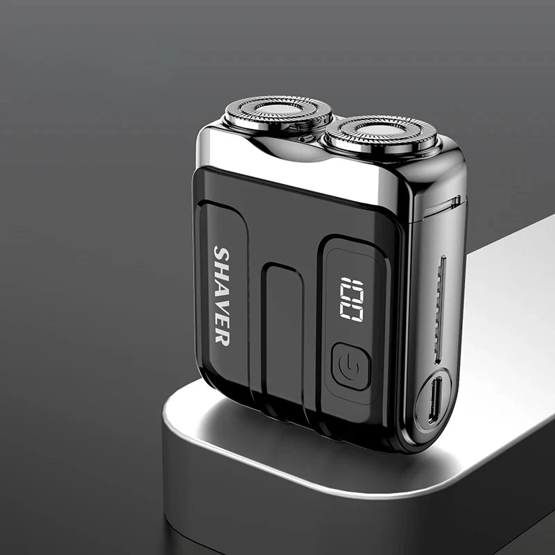 Mini Electric Smart Shaver Household Car Shaver Digital Display Dual Blade Rechargeable Shaver Powerful Beard Trimmer Tool