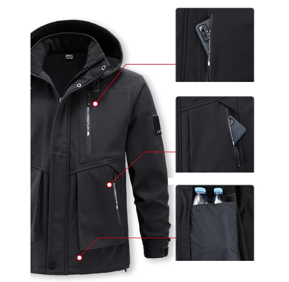 Winter Men Mountain Ski Warm Sets Waterproof Sports Suit Sweatshirt +Sweatpants Mens 2 Pieces Padded Sets Tracksuit Rain Clothes