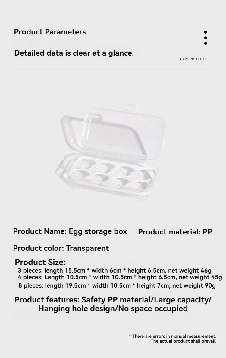 Outdoor Shockproof Egg Box Storage Box, Portable Camping Shatterproof Egg Tray, Home Plastic Protection Box, Travel Shatterproof