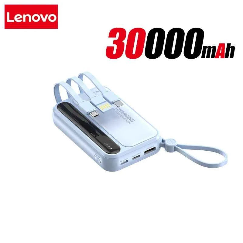 Lenovo 120W 500000mAh Power Bank Large Capacity 4 In1 Cables Intelligent Digital Display Light Portable Powerbank For iPhone New