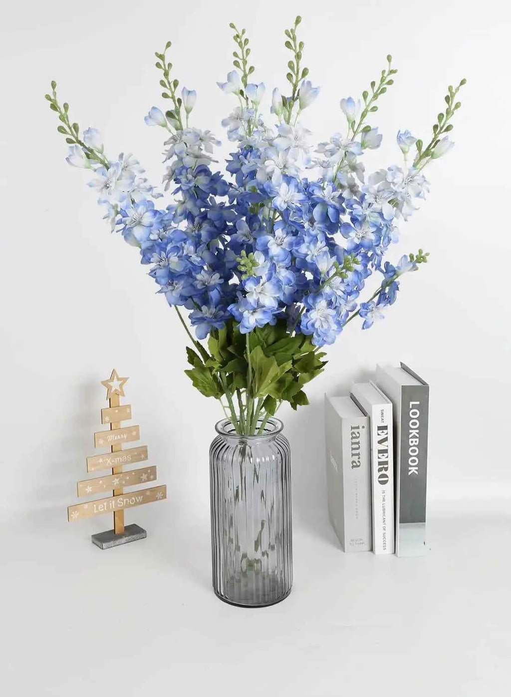 YeeNanee 6pcs Blue Delphinium Artificial Flowers Long Stem Larkspur for Wedding Centerpieces Floral Arrangements Home Vase Decor