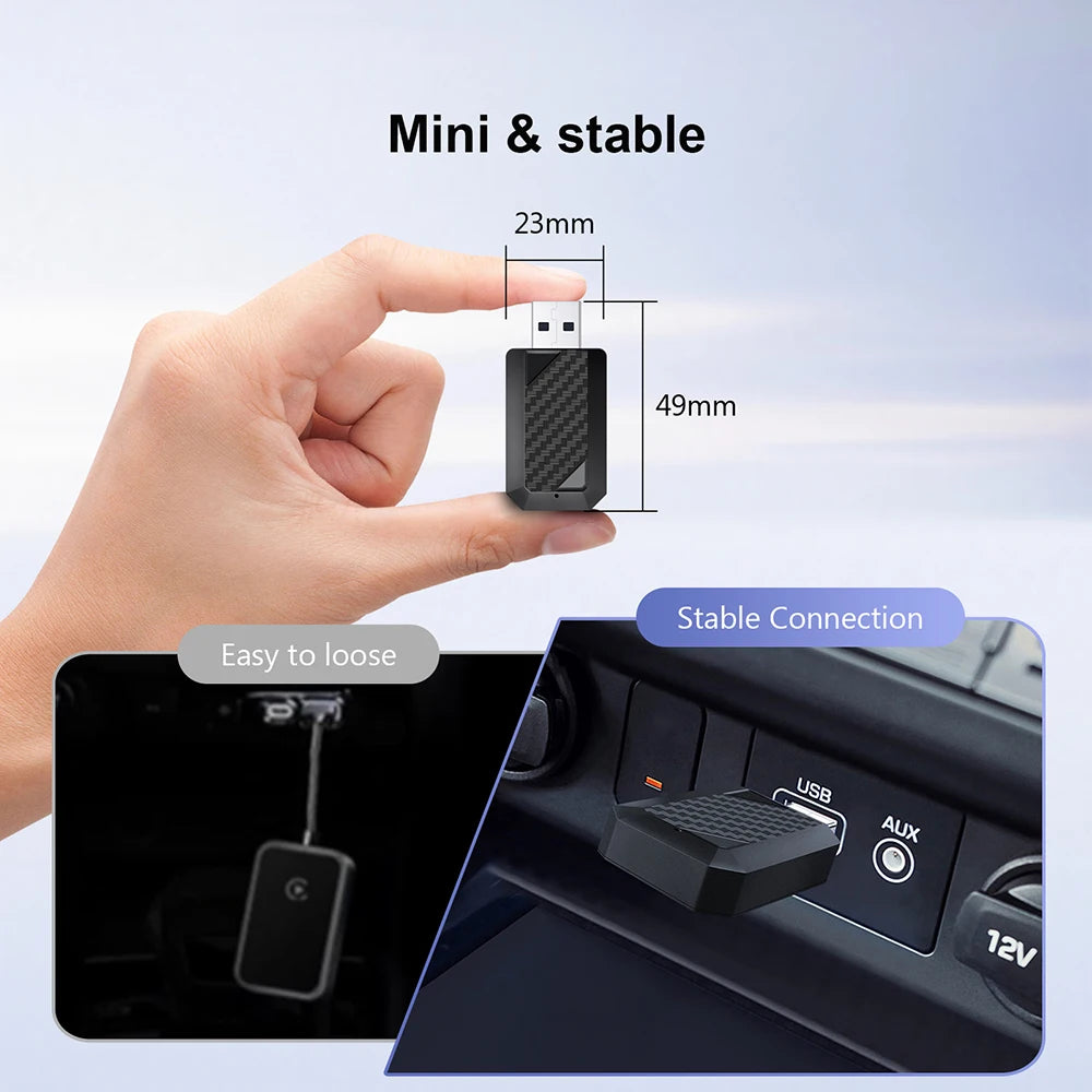Wired To Wireless Carplay & Android Auto Mini Adapter USB Plug and Play Auto Connect for Factory Wired Carplay Android Auto Cars