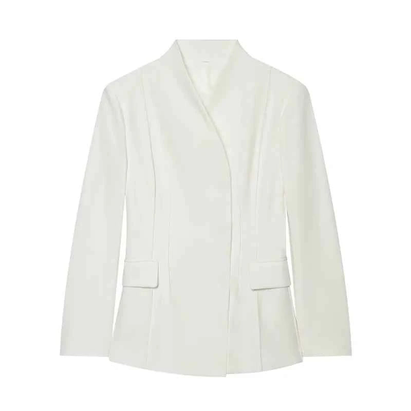 ETJ 2025 women's new fashion design three-dimensional cut high collar slim suit jacket & matching casual trousers